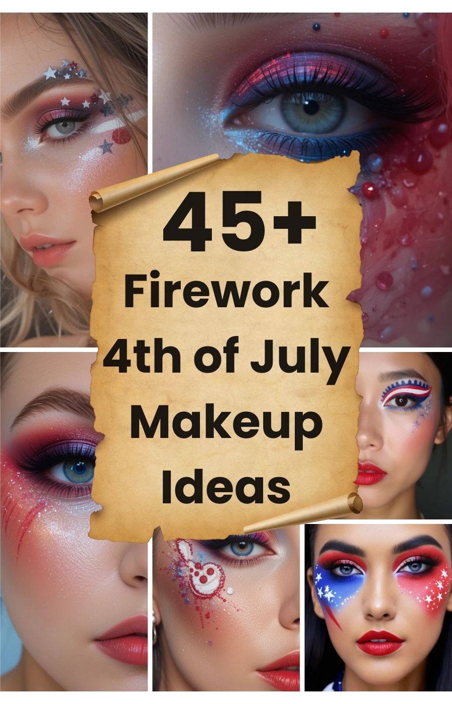 Firework 4th of July Makeup Idea